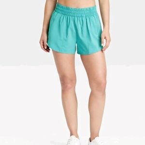 Women's Woven Mid-Rise Shorts 4"‎ - All InMotion' Teal Green M: Lightweight,